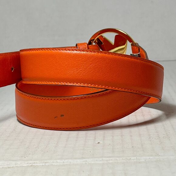 Vintage Paloma Picasso Italian Leather Womens Belt Size S M 30 70\'s Orange Gold main image 13